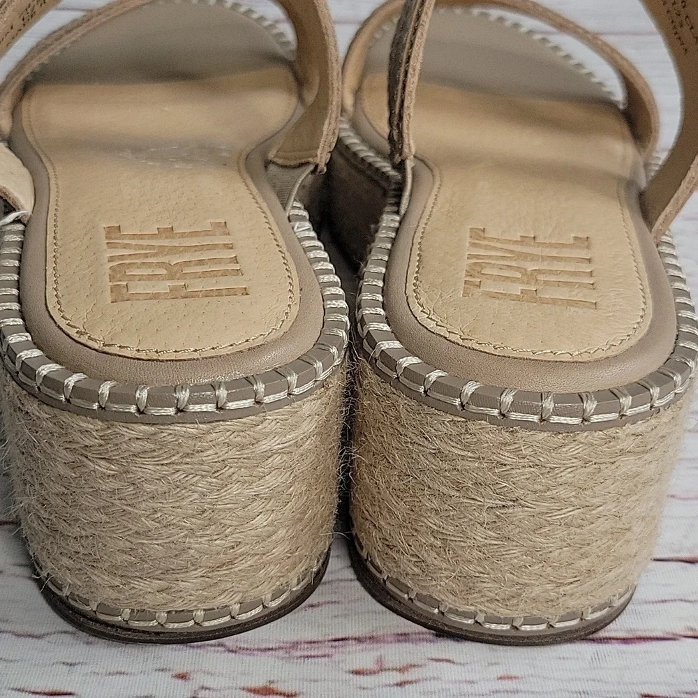 Frye Women's Beige Leather Espadrille Wedges Size 8